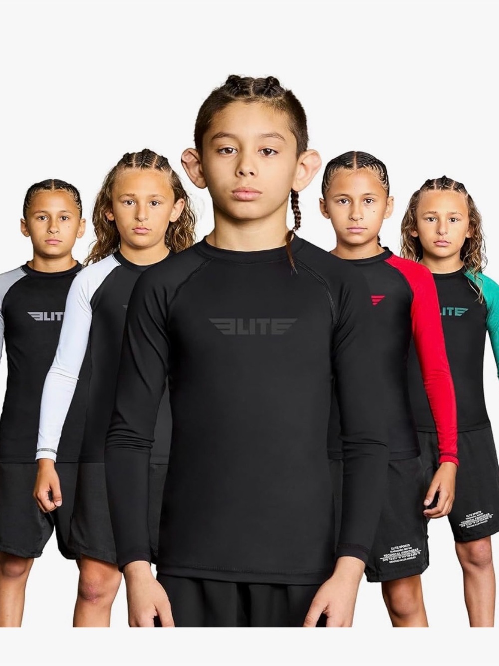 Elite Kids' Black Long-Sleeve Rashguard -  C5